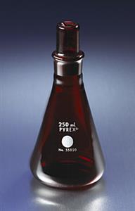 55020-250 | PYREX® 250 mL Low Actinic Narrow Mouth Erlenmeyer Flask with PYREX® Standard Taper Stopper