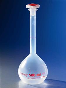 5640P-100 | Corning® 100 mL Class A Reu Plastic Vol Flask, Polymethylpentene,14/23 Tapered PP Stopper