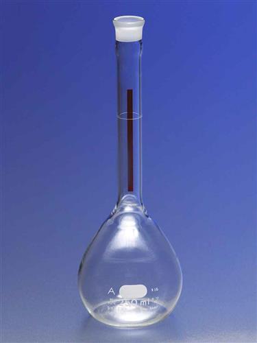 5660-250 | PYREX® 250 mL Class A Lifetime Red Volumetric Flask with Glass Standard Taper Stopper