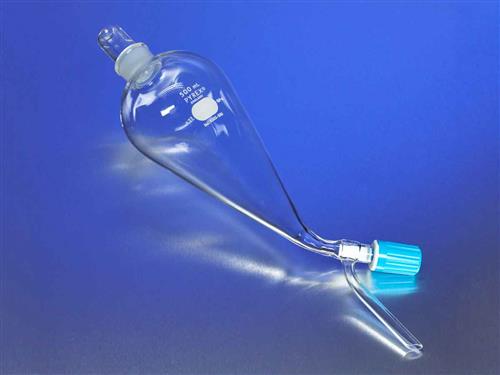 6302-125 | PYREX® 125 mL Squibb Glass Separatory Funnel, Glass Standard Taper Stopper, Rotaflo® Stopcock