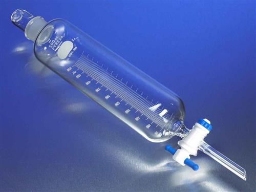 6383-500 | PYREX® 500 mL Cylindrical Separatory Funnel, Graduated, PTFE Product Standard Stopcock, Glass Standard Taper Stopper