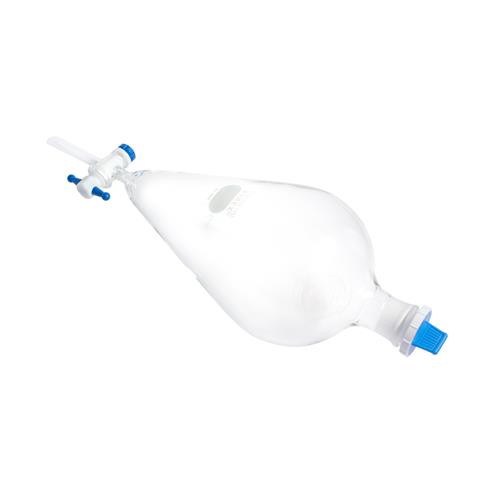6404-1L | PYREX® 1L Pear-Shaped Squibb Separatory Funnel, PTFE Product Standard Stopcock, Polyethylene Standard Taper Stopper