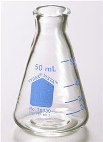 70980-125 | PYREX® VISTA™ 125 mL Narrow Mouth Erlenmeyer Flasks with Heavy Duty Rim