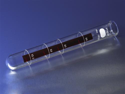 7952-25 | PYREX® 50 mL Taylor Universal Tube with Lifetime Red Graduations, 25x200 mm