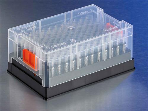 8501 | Corning® 96 1D/2D Bar Coded Storage Tubes, 1.3 mL, Without ScrewCap, Rack, 96/Pack, 10 Packs/CS, 960 Tubes/CS