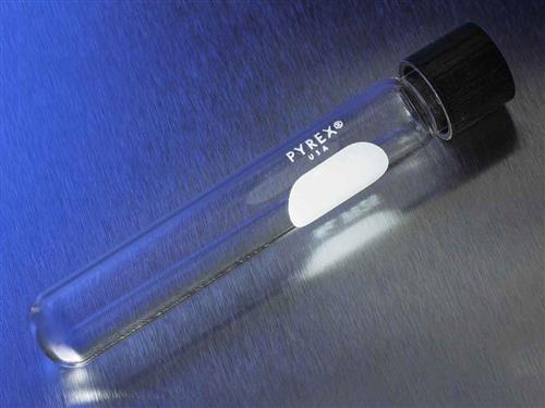 9826-20 | PYREX® 25 mL Screw Cap Culture Tubes with PTFE Lined Phenolic Caps, 20x125 mm