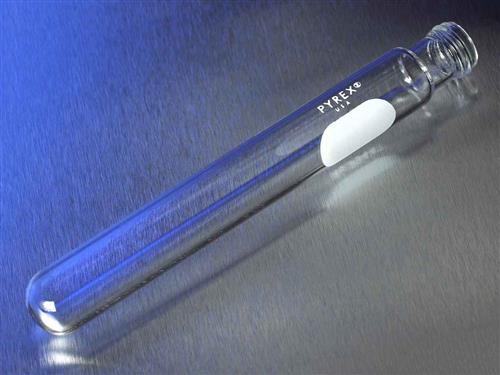99447-16X | PYREX® 16x150 mm Disp Round Bottom Threaded Cult Tubes, With White Marking Spot, Without Caps, Bk
