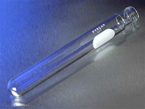 99447-16X | PYREX® 16x150 mm Disp Round Bottom Threaded Cult Tubes, With White Marking Spot, Without Caps, Bk