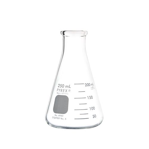 4980-250 | PYREX 250mL Narrow Mouth Erlenmeyer Flasks with He