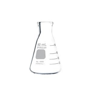 4980-50 | PYREX® 50 mL Narrow Mouth Erlenmeyer Flasks with Heavy Duty Rim