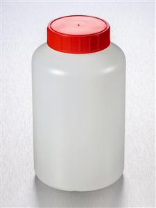 LR1000-08 | Corning® Gosselin™ Round HDPE Bottle, 1 L, 58 mm Red Cap with Wad, Assembled, Sterile, 68/Case