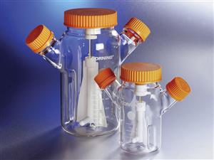 4500-6L | 6L Corning® Reusable Glass Spinner Flask with 100 mm Flat Center Cap and 2 Angled Sidearms