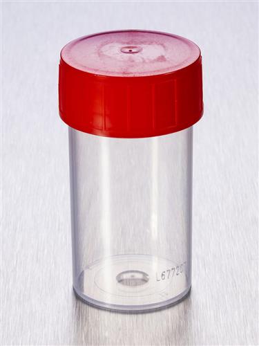 TP35C-002 | Corning® Gosselin™ Straight Container, 60 mL, PP, Red Screw Cap, Assembled, Sterile, 70/Bag, 700/CS