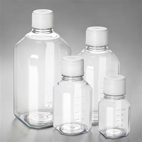 432230 | Corning® PET Bottle, 60mL, Graduated, 18mm Screw Cap, Sterile, Triple-bagged, Pre-assembled, 24/Tray, 192/CS
