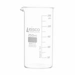 CH0127E | Beaker, 250ml - Tall Form with Spout - White, 25ml Graduations - Borosilicate 3.3 Glass - Eisco Labs