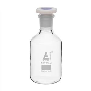 CH0160C | 125mL (4.2oz) Glass Reagent Bottle with Acid Proof Polypropylene Stopper, Borosilicate 3.3 Glass - Eisco Labs