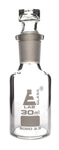 CH0162A | Reagent Bottle, Borosilicate Glass, Narrow Mouth with Interchangeable Hexagonal hollow glass Stopper - 30ml - Eisco Labs