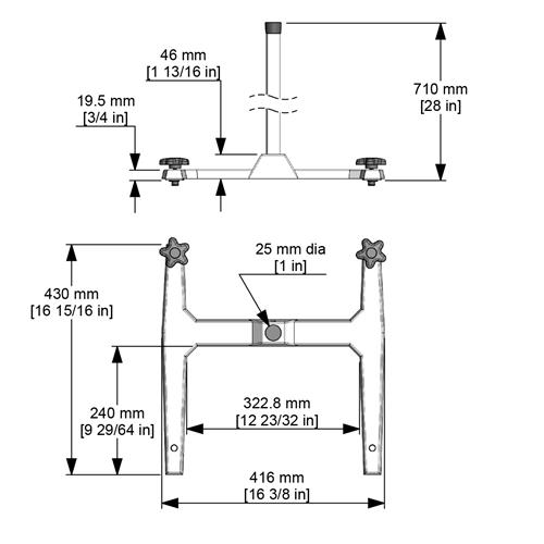 A112 | Stand System Base with 711 x 25 mm stand rod cast