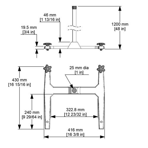 A114 | Stand System Base with 1219 x 25 mm stand rod cast