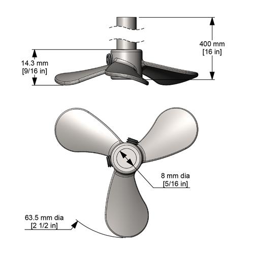 A166 | Impeller Propeller 2 1 2 in dia attached with set