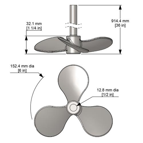 A356 | Impeller Propeller 152 mm dia welded to 914 x 12.5