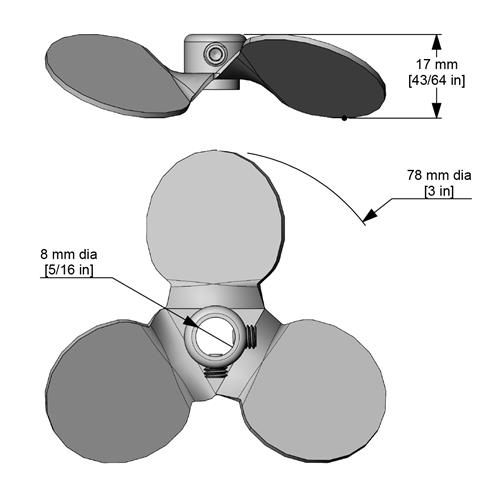 A541 | Blade Propeller 3 in dia with 5 16 in bore. with s