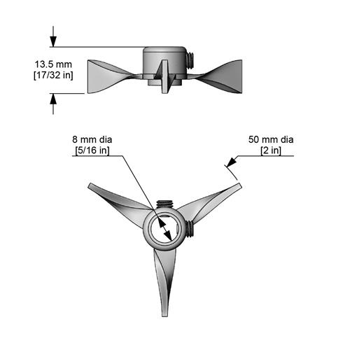 A551 | Blade Turbine 2 in dia with 5 16 in bore. with set