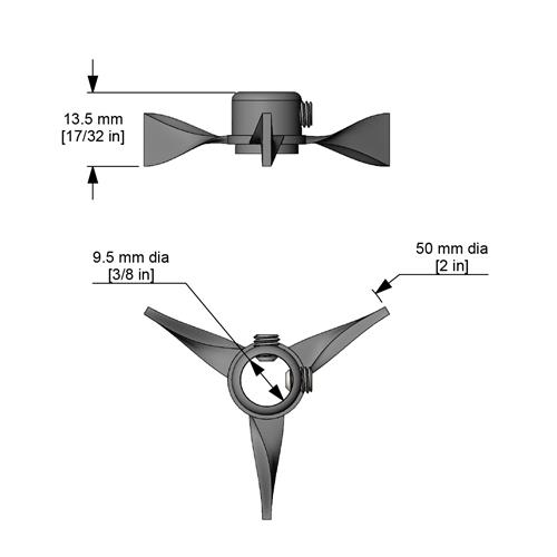A553 | Blade Turbine 2 in dia with 3 8 in bore. with set