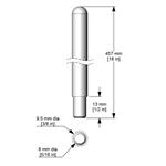 A723 | shaft 457 x 9.5 mm with 13 x 8 mm end 316 SS passi