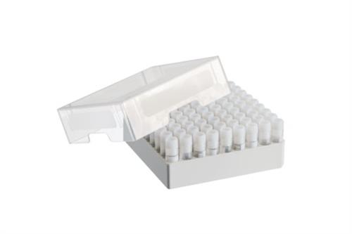 0030140508 | Storage Box 10 × 10, freezer box, for 100 cryogenic tubes w. int. thread, 3 pcs., height 53 mm, 2 in, polypropylene, for freezing to -86 °C, autoclavable, with lid and alphanumeric code
