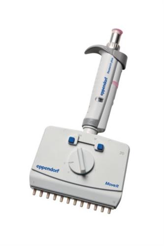 3125000117 | Eppendorf Research® plus Move It®, 8-channel, 4.5-14 mm cone distance, variable, incl. epT.I.P.S.® Box 2.0, 1 – 20 µL, light pink