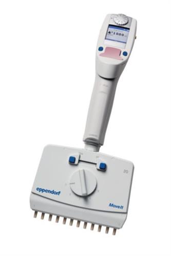 4861000781 | Eppendorf Xplorer® plus Move It®, 8-channel, 4.5-14 mm cone distance, variable, 1 – 20 µL, light pink