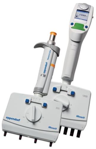 4861000834 | Eppendorf Xplorer® plus Move It®, 6-channel, 9-20 mm cone distance, variable, 50 – 1,200 µL, green