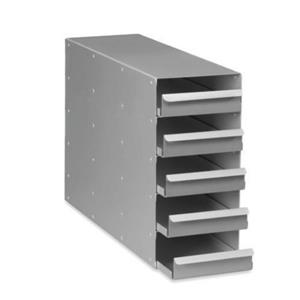 K0641-3000 | Upright freezer rack: CryoCube® F740 series (3-compartment), Innova® U360, U535, 28 boxes per rack, 2 in/53 mm, drawer, aluminum
