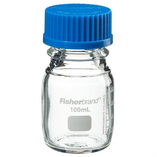 FB800100 | Fisherbrand Reusable Glass Media Bottles with Cap