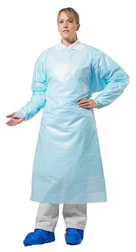 18568 | Gown Pe Blue Dispos Lg 15/pk