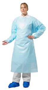 18568 | Gown Pe Blue Dispos Lg 15/pk