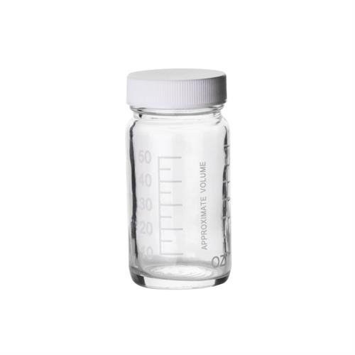 FB02911454A | Fisherbrand Clear Graduated Glass Bottles with Whi