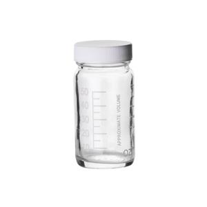 FB02911454A | Fisherbrand Clear Graduated Glass Bottles with Whi