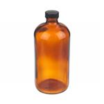 FB02912344 | Fisherbrand Amber Boston Round Glass Bottles with