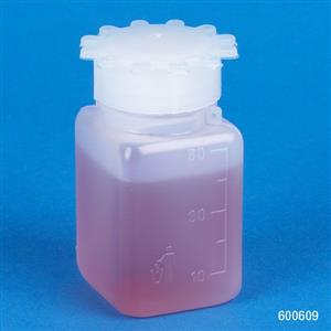 600609B | Bottle with Screwcap Wide Mouth Square Graduated P