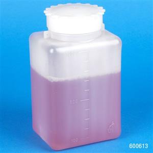 600613B | Bottle with Screwcap Wide Mouth Square Graduated P
