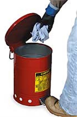 3AD94 | F8424 Oily Waste Can 10 gal Steel Red