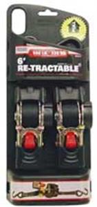 4TLX3 | Tie Down Strap Rtrctble Ratchet 6ft. PK2