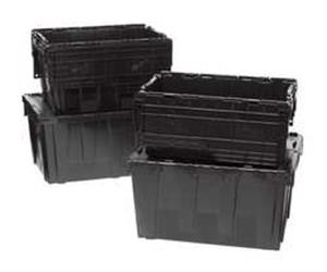 9NPC1 | Attached Lid Container Black Solid HDPE