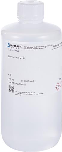 1.0M-HCL-500ML | 1.0M Hydrochloric Acid 500mL
