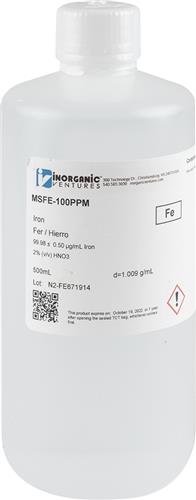 MSFE-100PPM-500ML | 100ug mL IRON 500mL