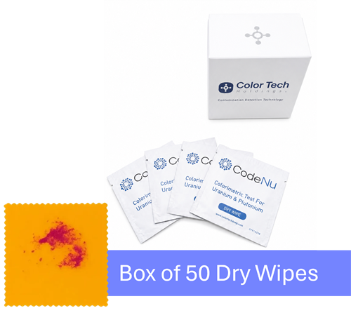 DW-FTY-CNU | CodeNu: Nuclear Detection Wipes. Rapid Colorimetric Test for uranium & plutonium - box of 50 dry wipes