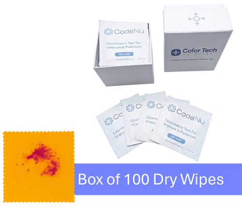 DW-STD-CNU | CodeNu: Nuclear Detection Wipes. Rapid Colorimetric Test for uranium & plutonium - box of 100 dry wipes