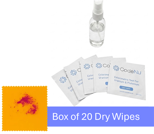 DW-TWY-CNU | CodeNu: Nuclear Detection Wipes. Rapid Colorimetric Test for uranium & plutonium - box of 20 dry wipes